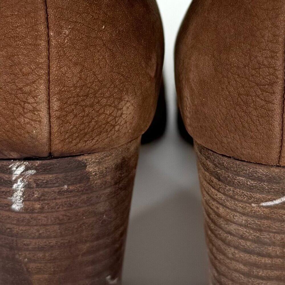Cole Haan Nike Air Cassidy Ankle Booties Worn Leather Stacked Heel Brown 9.5 - Picture 11 of 11